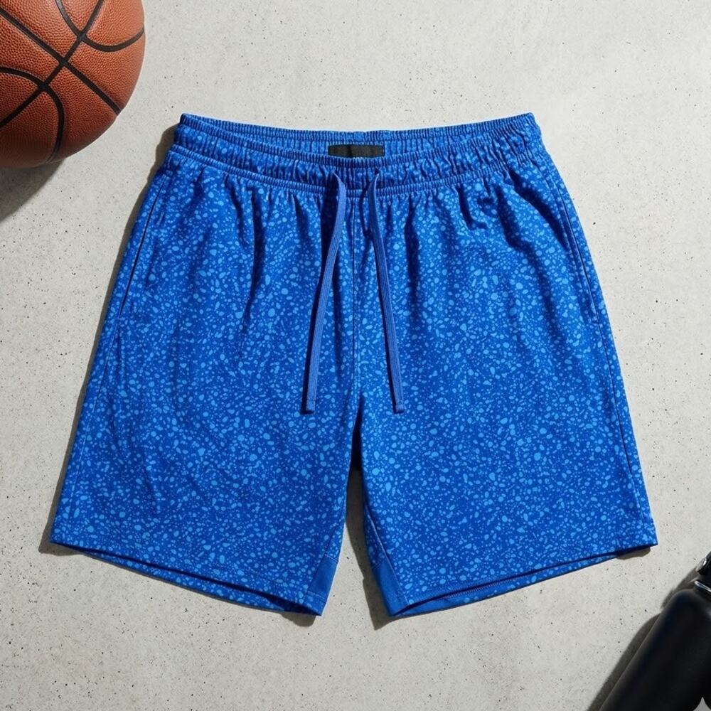 Athletic Works Men's M 32-34 Blue Speckled Gym Shorts Activewear Drawstring